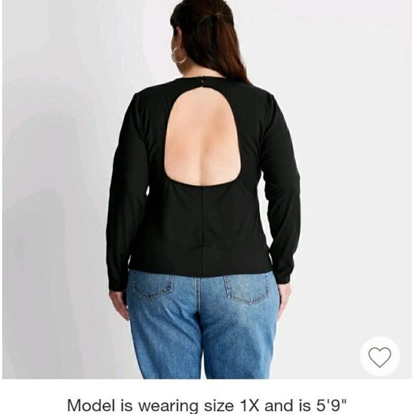 Future Collective by Kahlana Barfield Brown Black Long Sleeve Cutout Back, 3X - Picture 2 of 11